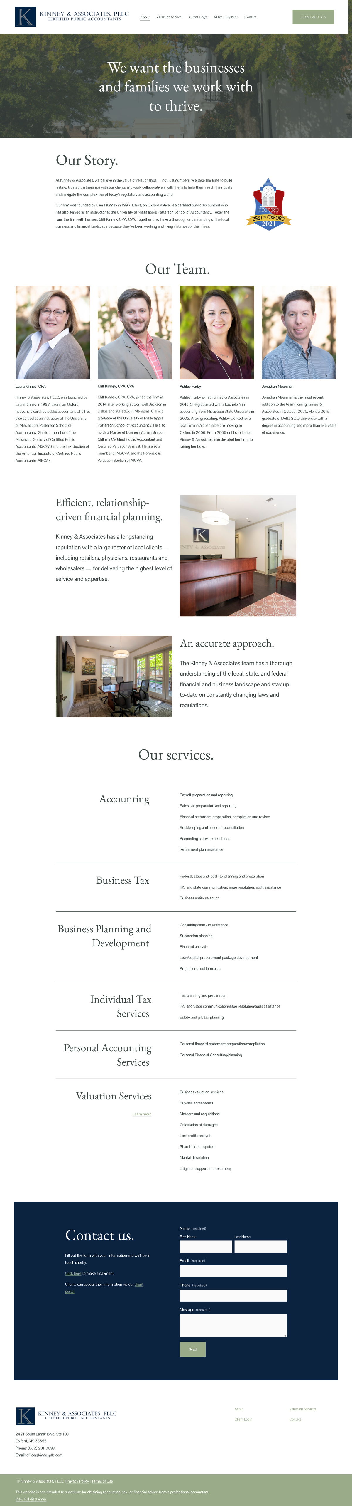 Screenshot of Kinney and Associates, from the about us page examples collection.
