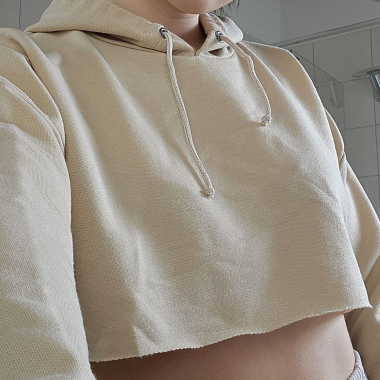 beige crop hoodie