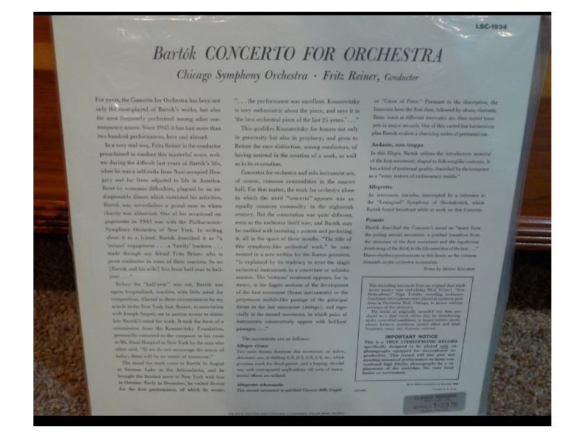 Chicago Symphony (Reiner) - Bartok Concerto for Orchestra lsc1934 Classic Records original reissue 180G 1990's Sealed
