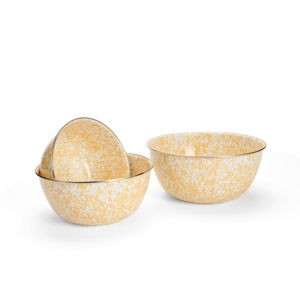 Crow Canyon Splatter 3-Piece Mixing Bowl Set (Yellow)