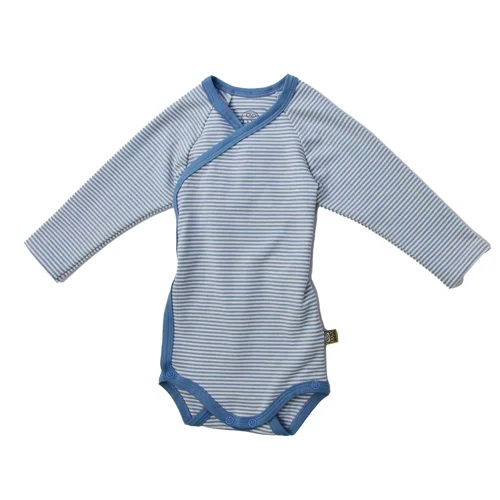 Baby Wickelbody langarm blau-weiß gestreift (0-3 Monate)