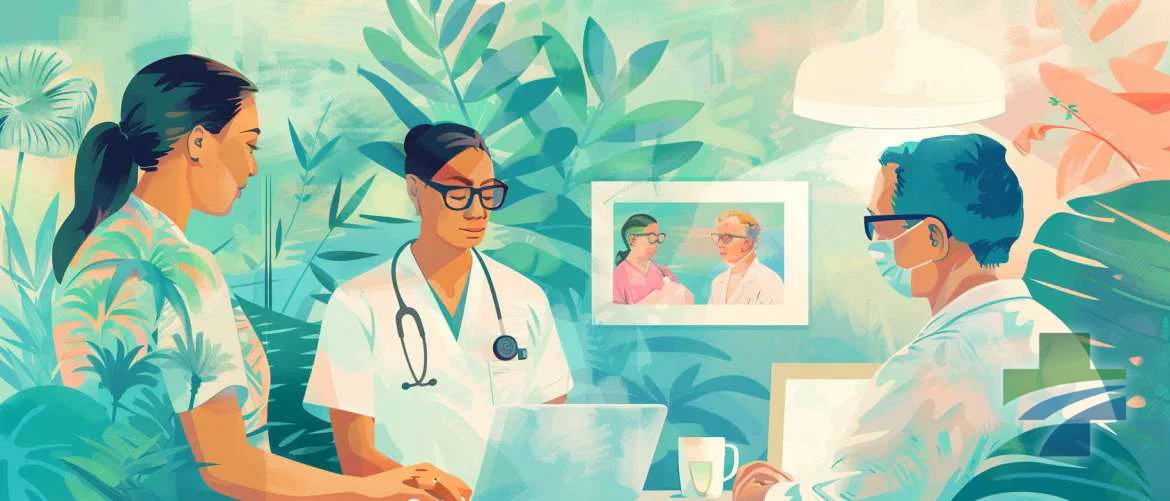 Illustration of a travel nurse's journey navigating RPM technology.