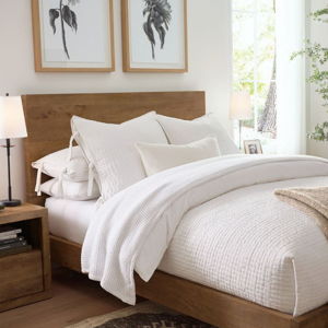 King Size, Ivory Color - Pick-Stitch Handcrafted Cotton Linen Quilt