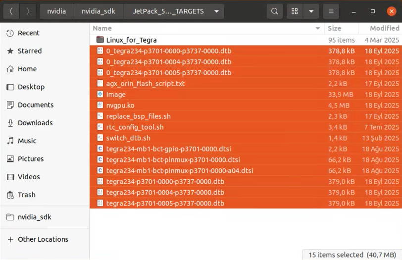 BSP files moved in target HW image folder