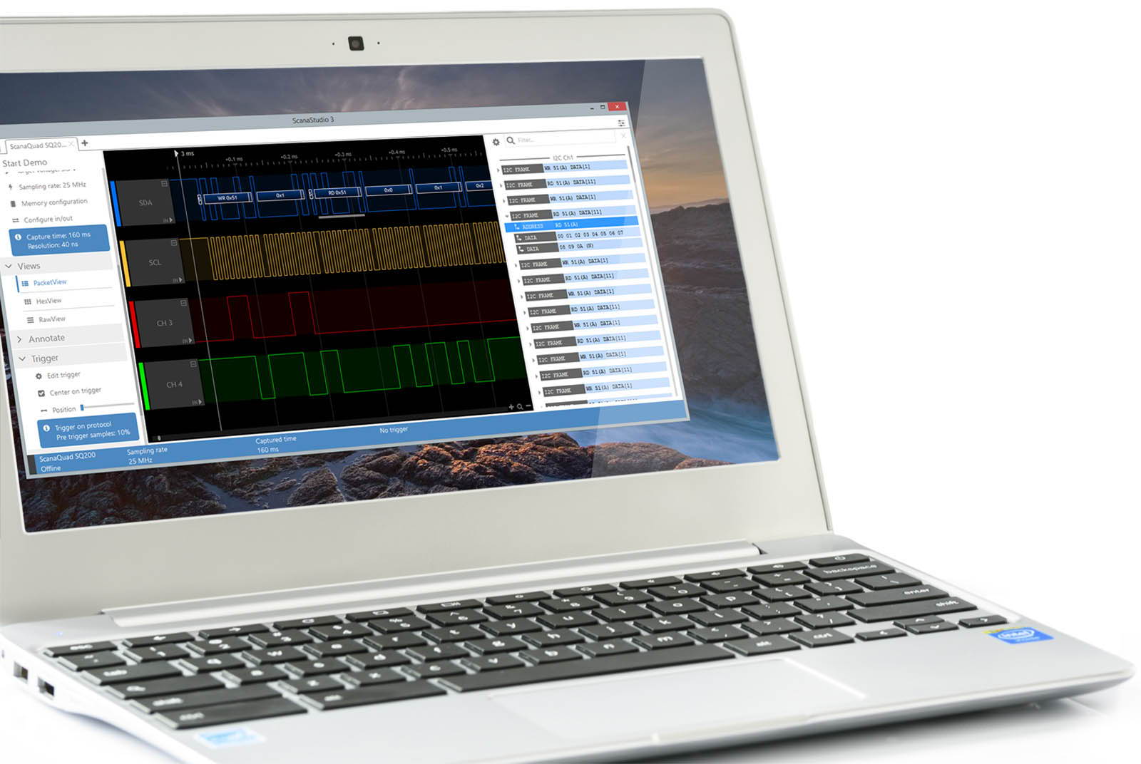 logic analyzer software runs on laptop