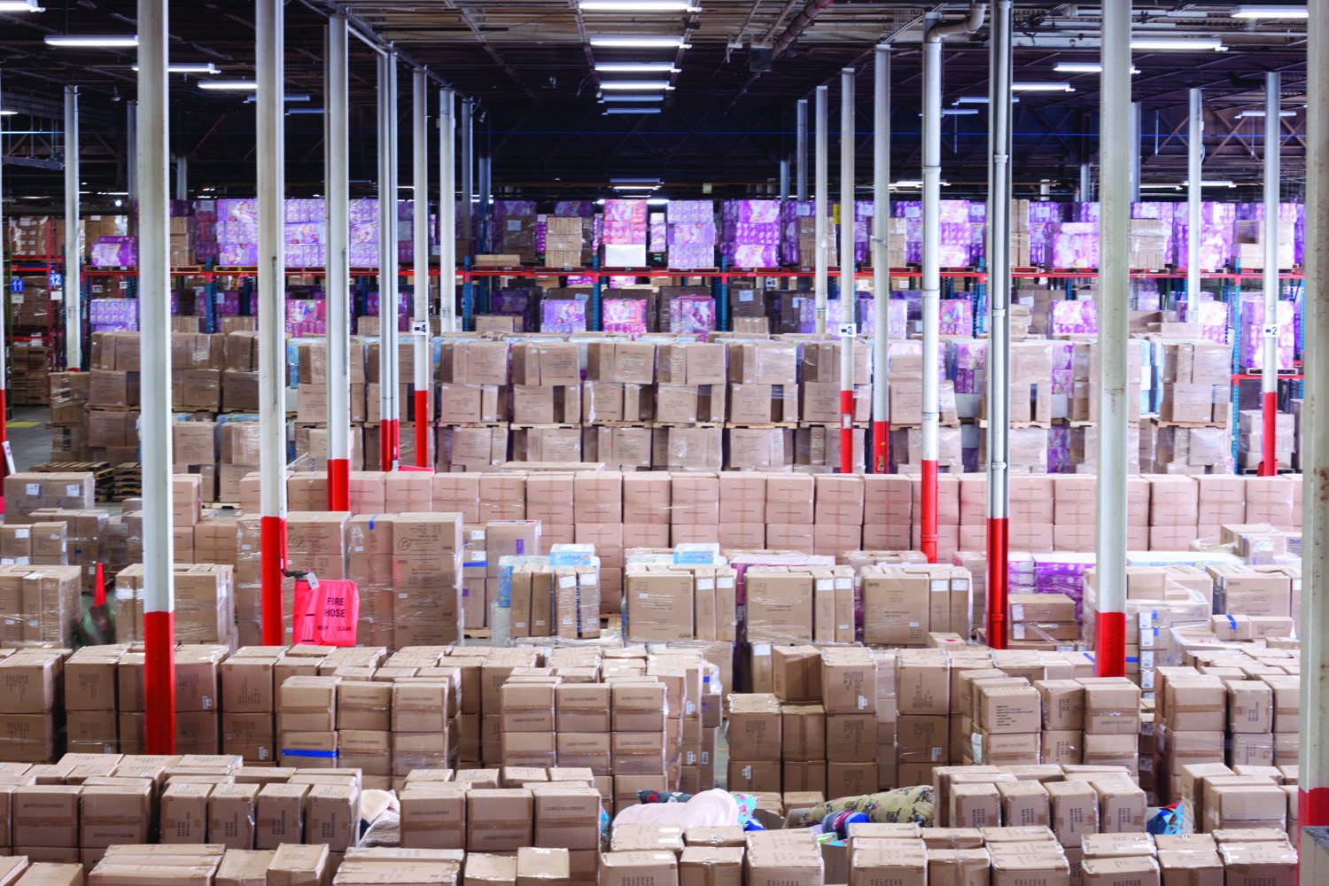 Boxes stacked in factory