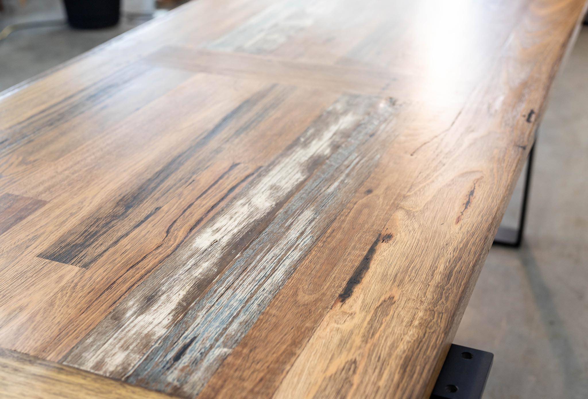 Double Panel Stained Timber Dining Table