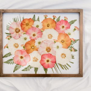 White Poppy Wedding Bouquet Preservation - for Alia to Save her Wedding Bouquet Forever in Art Form