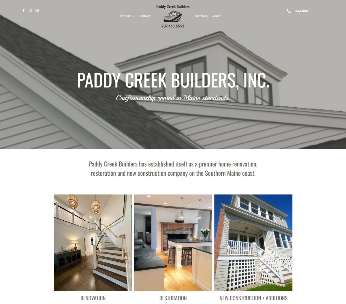 Screenshot of Paddy Creek Builders, from the home builder websites collection.