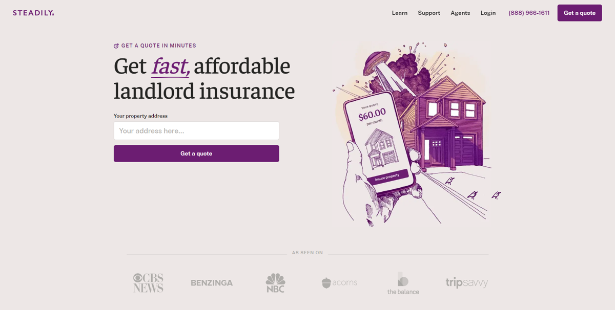 Screenshot of Steadily, from the insurance agent websites collection.