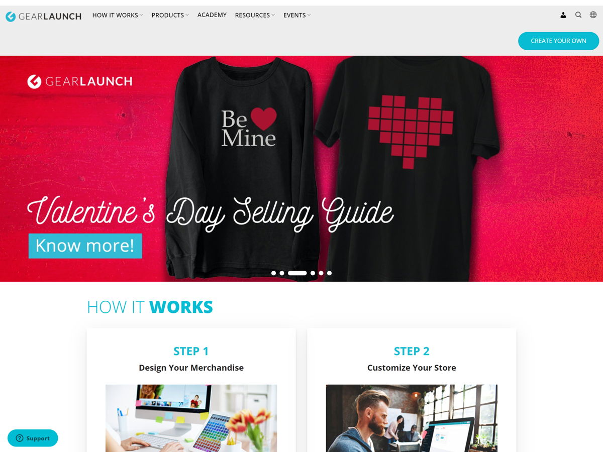Screenshot of GearLaunch, from the ecommerce websites collection.