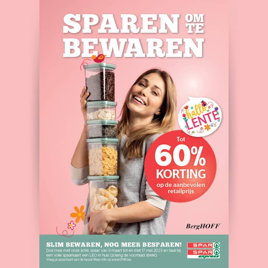 SPAR en BergHOFF Belgium lanceren 'Sparen om te bewaren' spaaractie, gericht op bewustwording rond voedselverspilling en het bevorderen van duurzaamheid en klantenloyaliteit.