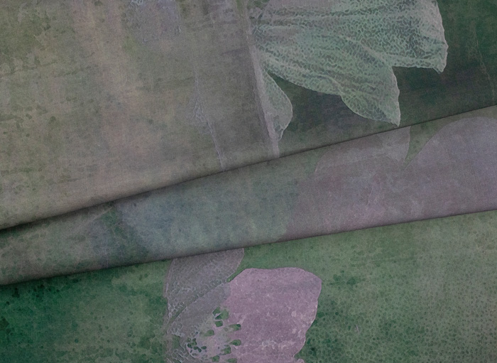 Green & Purple Forest Lake Linen-Cotton Fabric Pattern Image