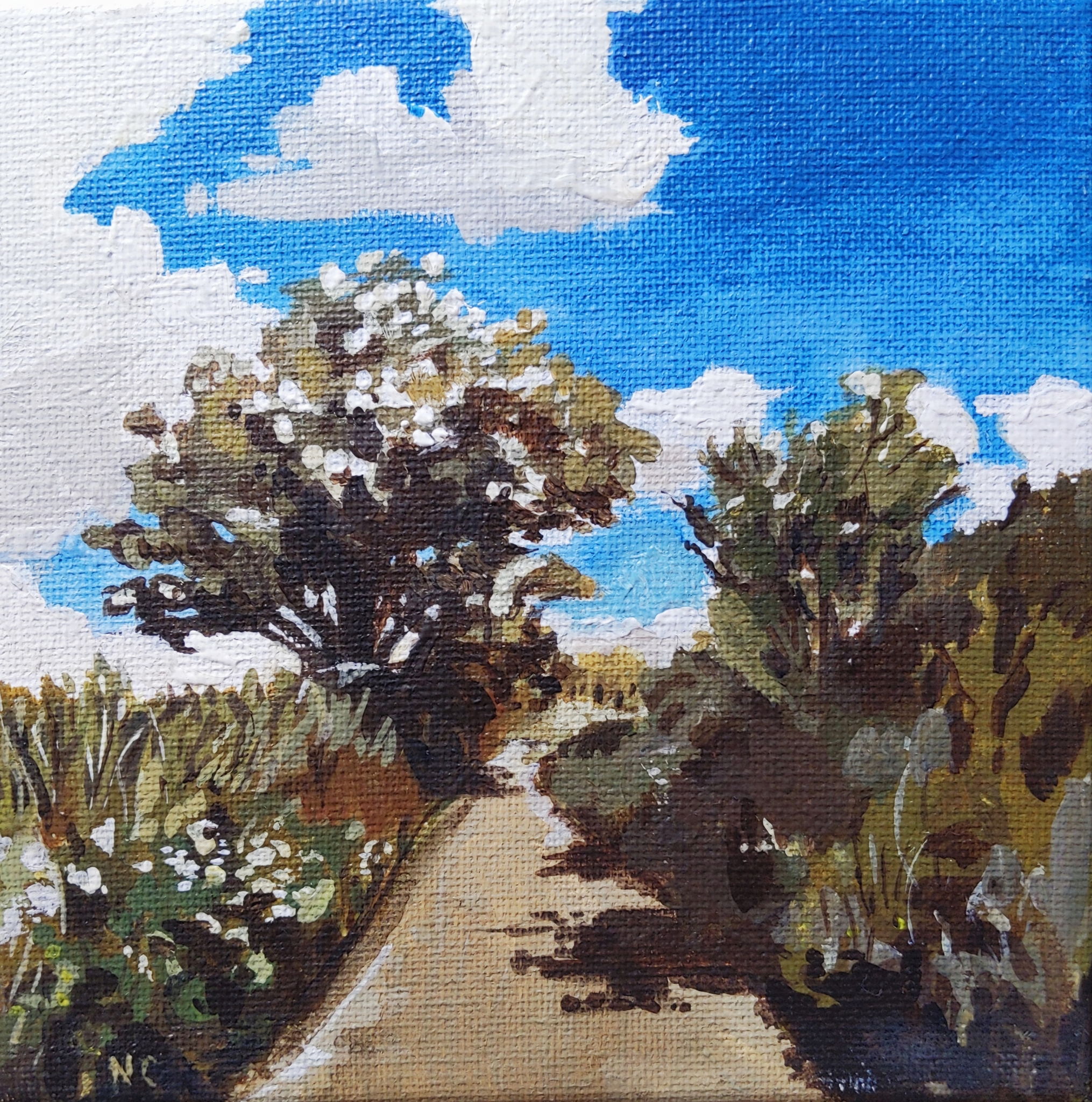 painting of overgrown road 