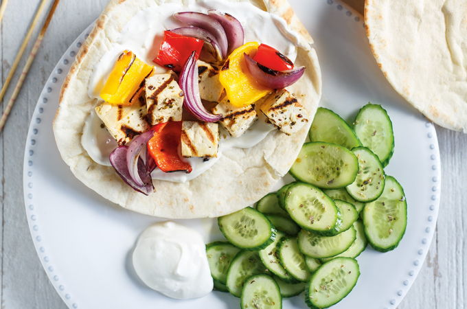 Brochettes de tofu souvlaki