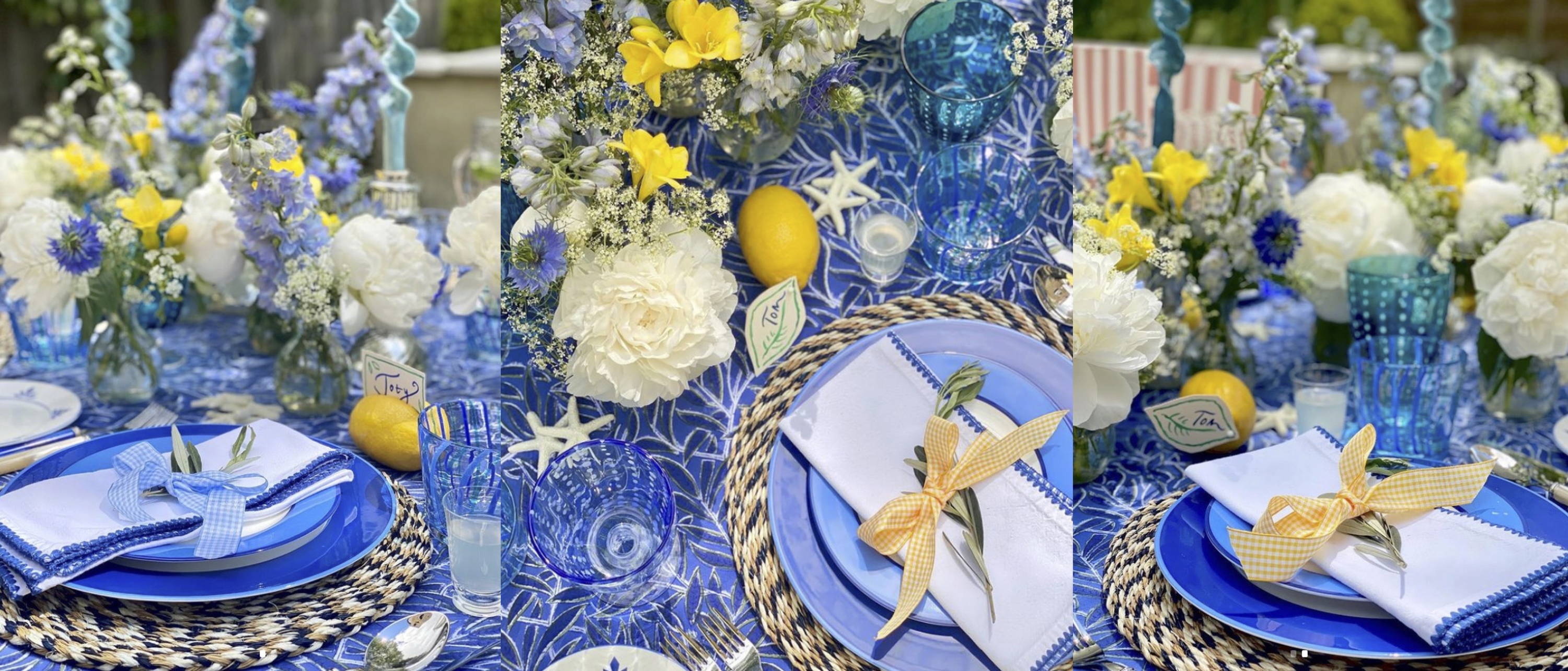 Bright fiesta themed tablescape with beatiful fresh flowers