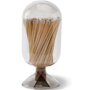 Skeem Glass Match Cloche with Striker - Smoke - Includes 120 Small Match Sticks - Perfect Fireplace Decor, Decorative Matches for Candles