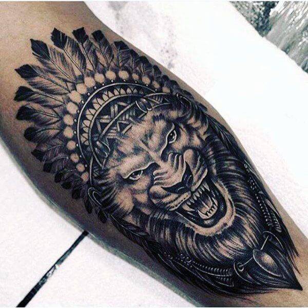 Tatouage Lion Indien Avant Bras
