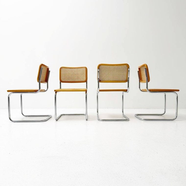 Set aus 4 Klassischen Cesca Freischwinger-Stühlen