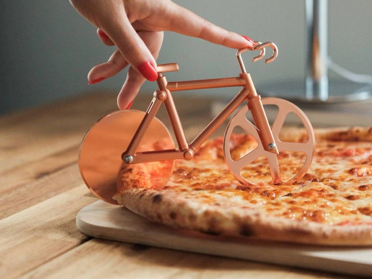 Bicycle-shaped pizza wheel. 