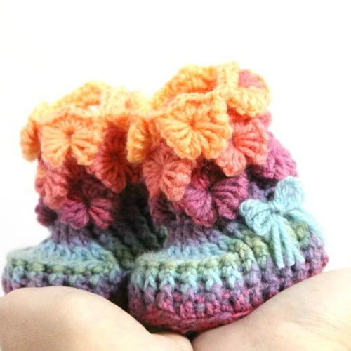 Orchid Stitch Booties (Baby Sizes)