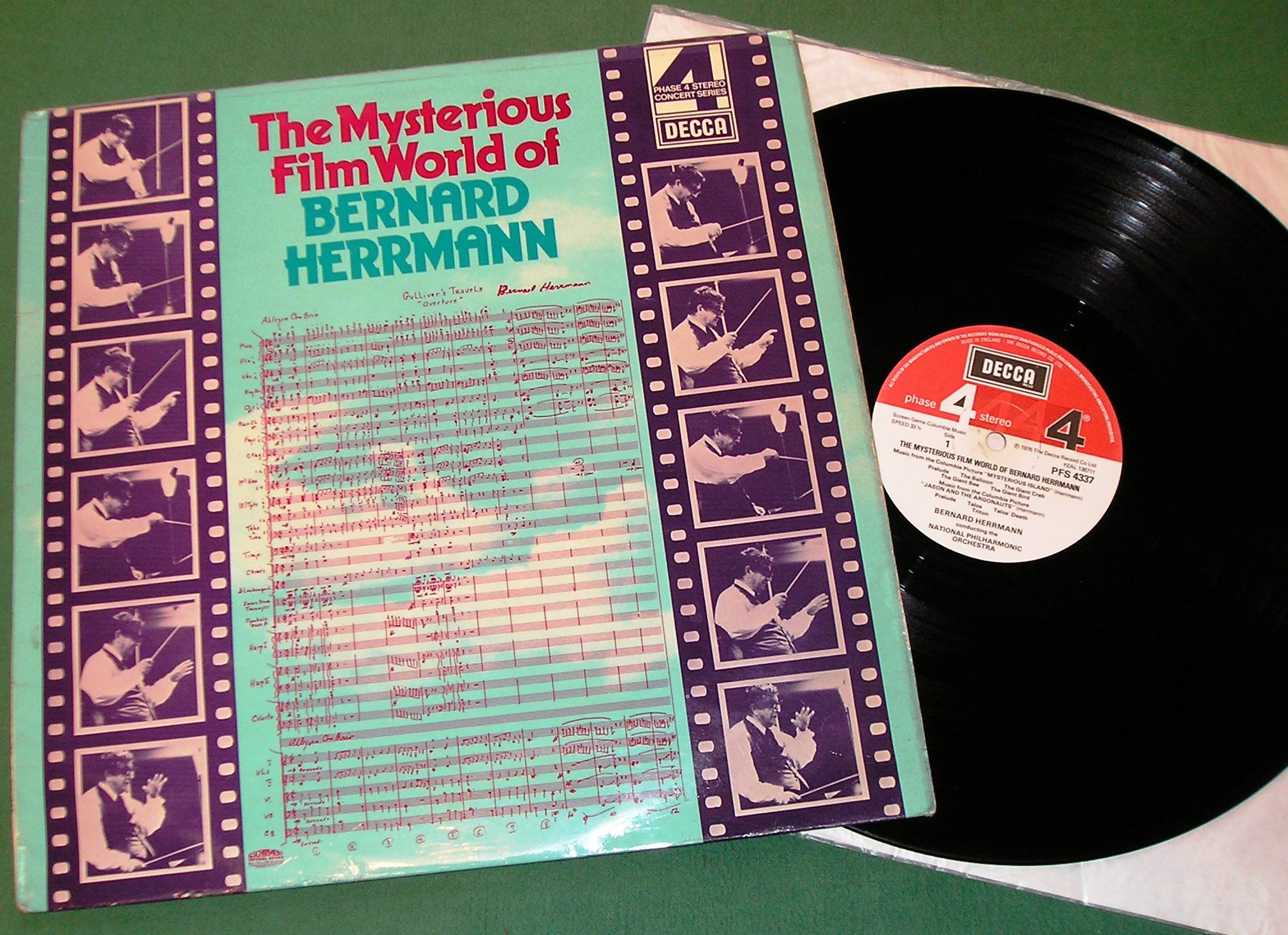 The Mysterious Film World of Bernard Herrmann. 1st Pressing Audiophile Decca LP Phase 4 Stereo PFS 4337