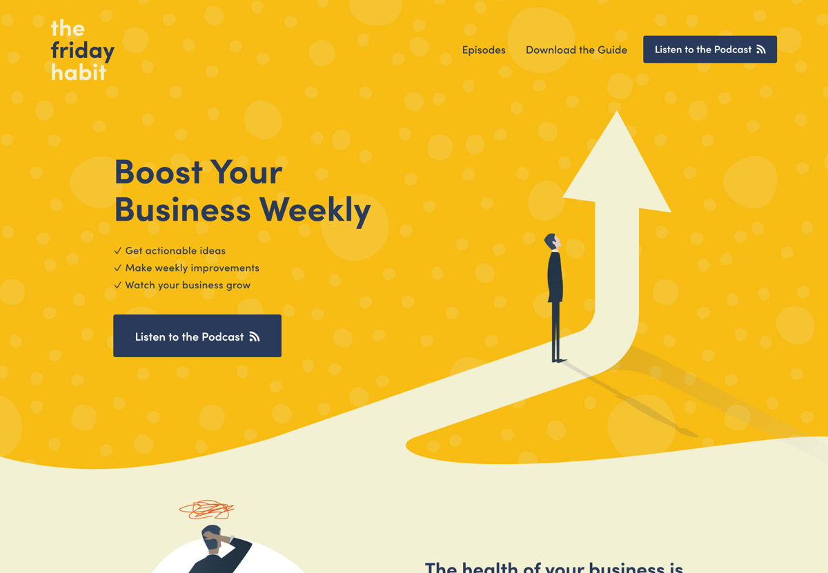 Screenshot of The Friday Habit, from the squarespace podcast websites collection.