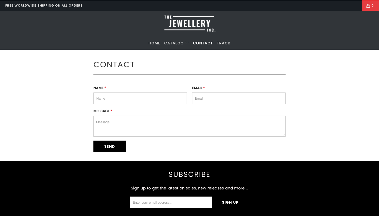 Jewellery Niche Pre-Built Store Contact Page