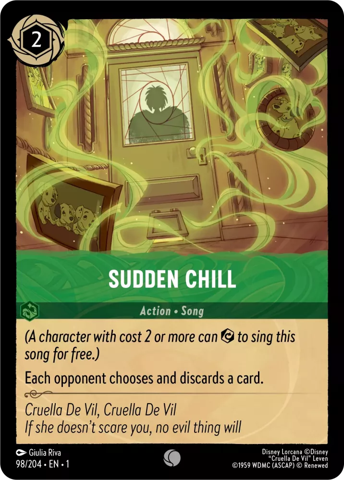 Sudden Chill card from Disney's Lorcana: The First Chapter.