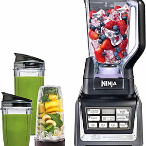 Ninja BL642 Nutri Ninja Personal & Countertop Blender with 1200W Auto-iQ Base, 72 oz. Pitcher, and 18, 24, & 32 oz. To-Go Cups with Spout Lids, For Smoothies, Shakes & More, Dishwasher Safe, Black