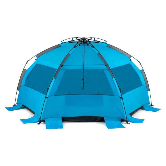 Pop Up Beach Tent Sun Shade Shelter for 3-4 Person, UV Protection, Extendable Floor with 3 Ventilating Windows Plus Carrying Bag, Stakes, and Guy Lines