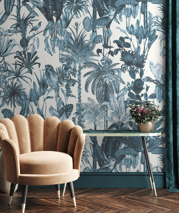 blue & white exotic tropical bird wallpaper hero image
