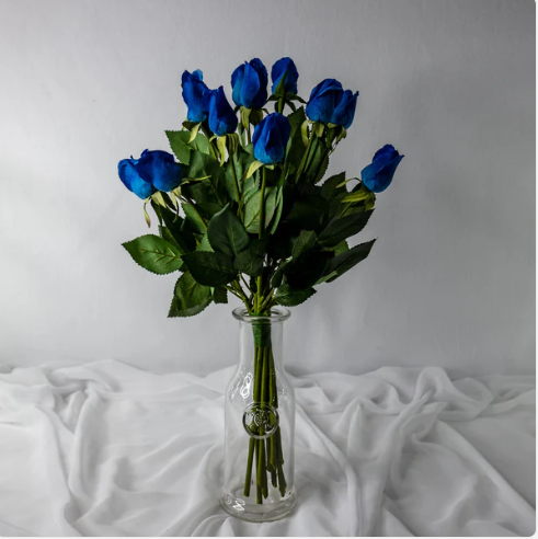 Deep Blue Real Touch Bud Rose - Realistic Artificial Flowers - Image 2