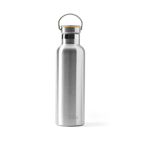 Stainless Steel Double Wall Water Bottle With Bamboo Lid - 600ml