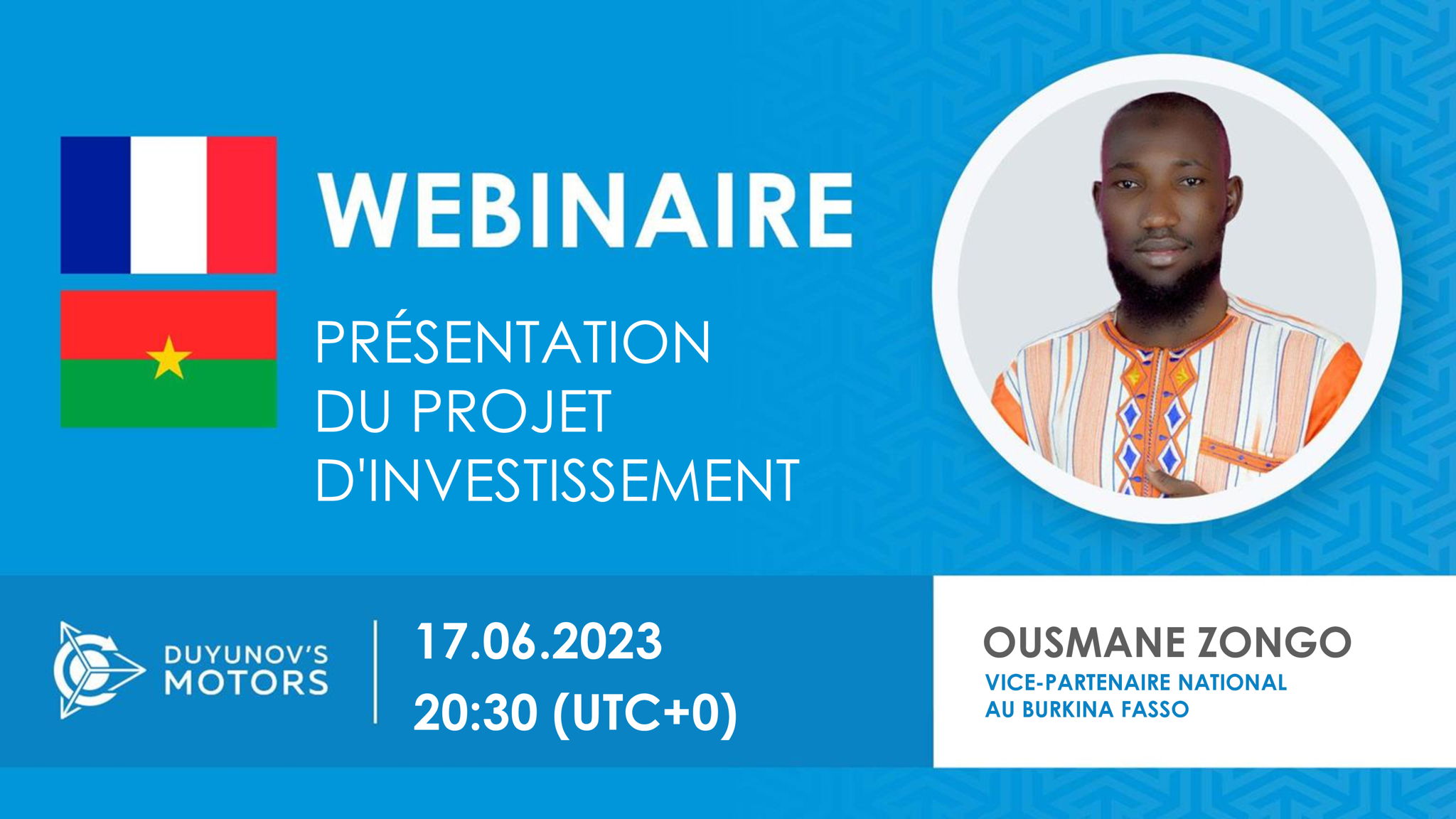 Burkina Faso. Présentation du projet d'investissement des "Moteurs Duyunov"