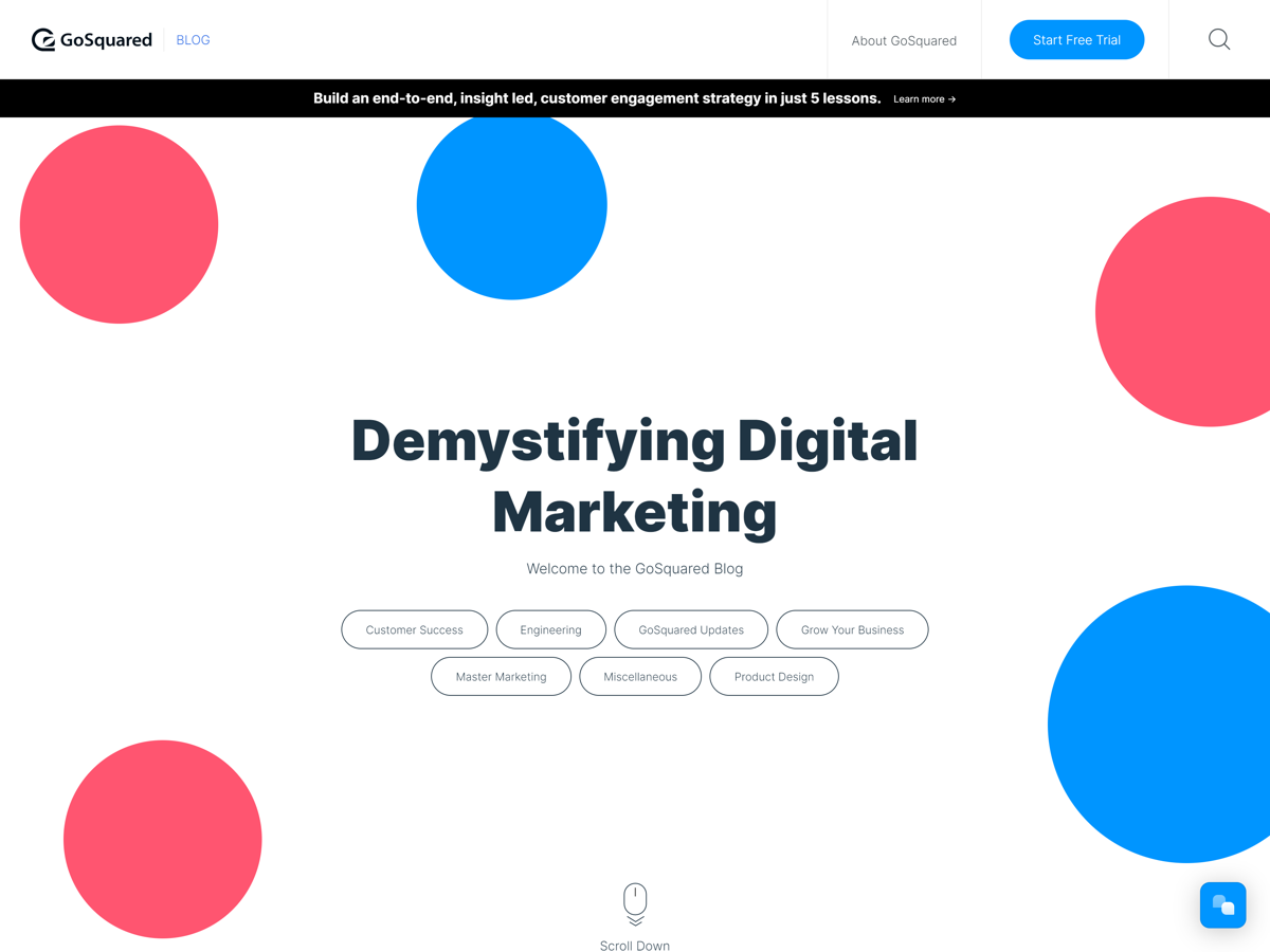 Screenshot of Company Blog: GoSquared, from the blog examples collection.