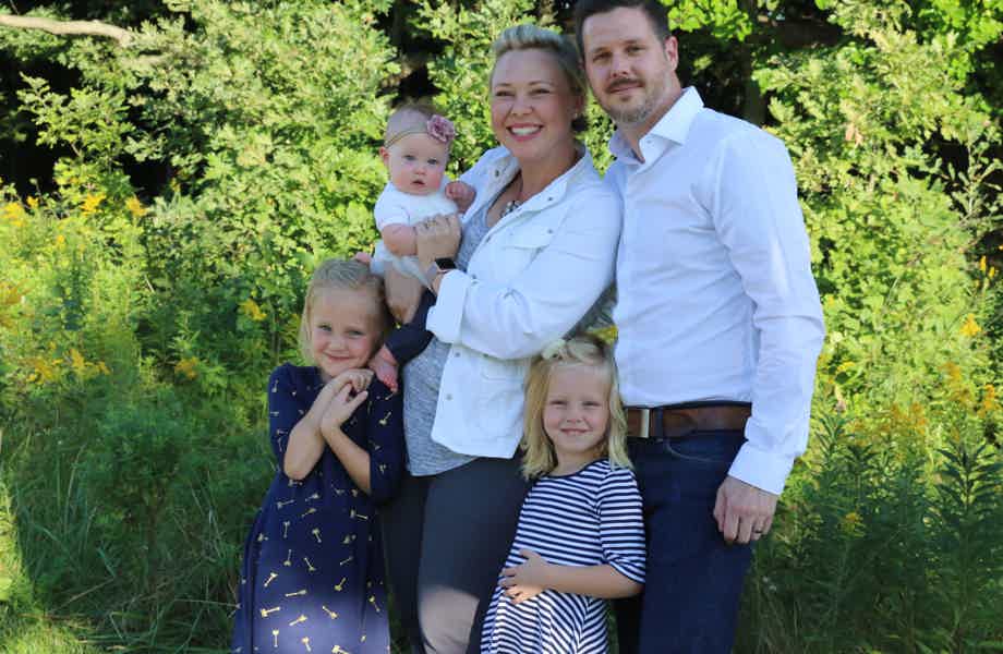 Franchise Owners of Primrose School Sarah and Aaron Churchill with their family