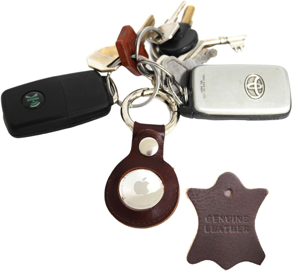 Genuine Leather Apple Air Tag Holder for Key Ring - Image 3