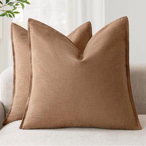 Decorative Linen Soild Throw Pillow Covers in "Brick"