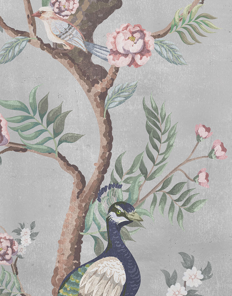 Grey Beautiful Chinoiserie Wallpaper hero image