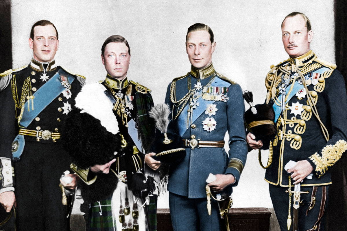 Image may contain: George VI, Edward VIII, Prince George, Duke of Kent, Clothing, Skirt, Tartan, Person, Adult, and Coat