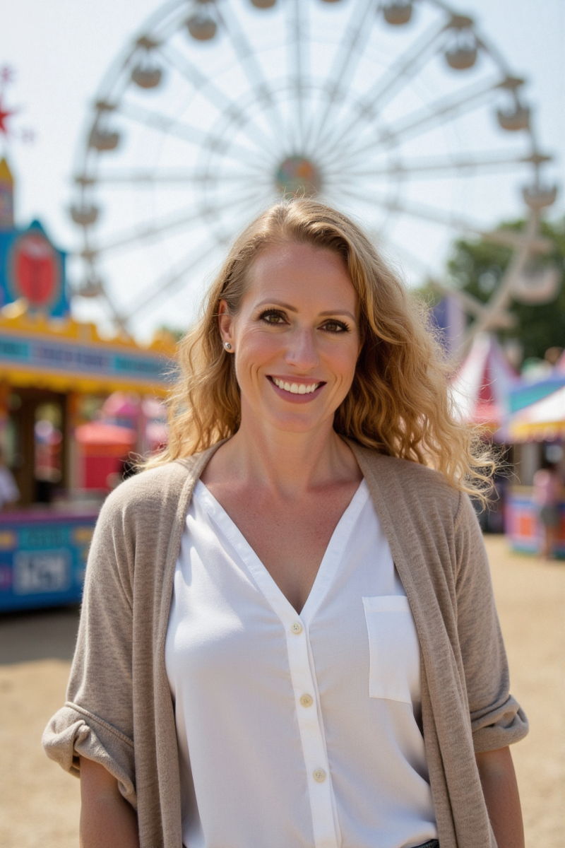 Photo generated by Secta Labs in style of Summer Carnival Portraits