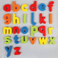 Colorful wooden letters sorted in alphabetical order.