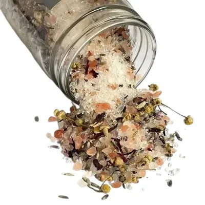Himalayan Bath Salts Petals of Nature Infused with Lavender & Rose Geranium Essential Oils - 500g Packet