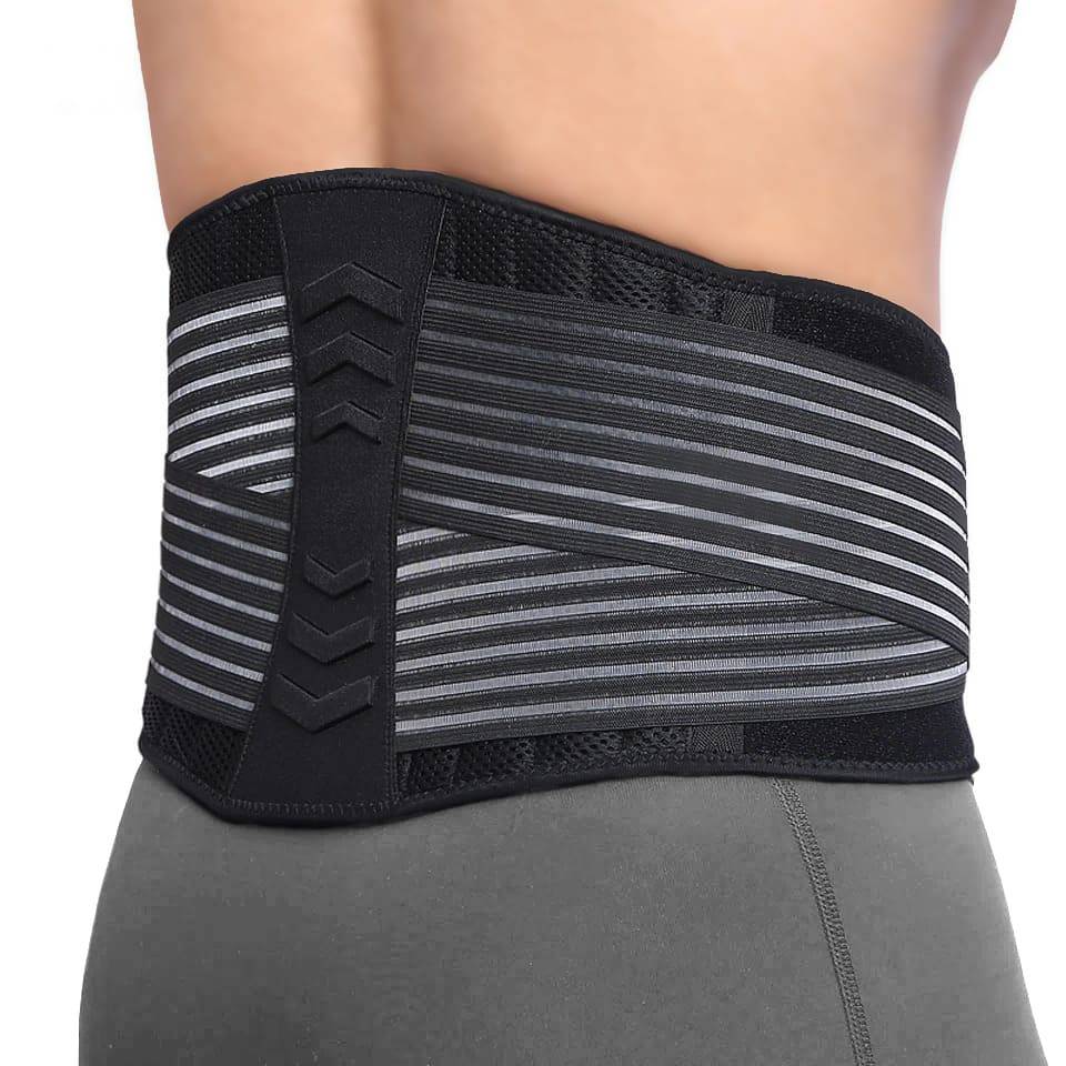 black Koprez back support brace for lower back pain relief, optimal posture alignment and immediate comfort