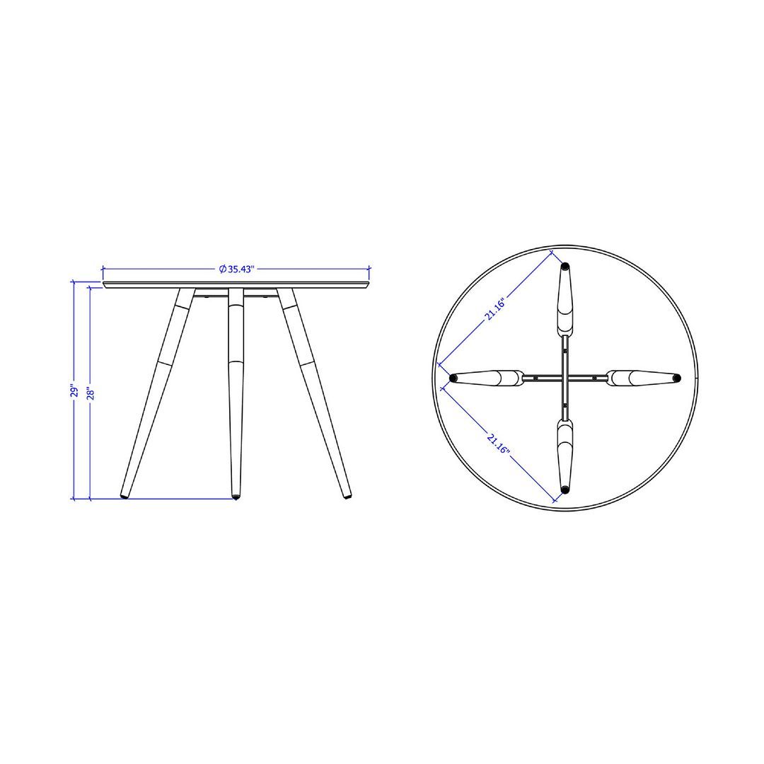 Weight and Dimension (Length, Depth, Width, Height) of Mondella Exerne Round Dining Table from Dining Table Mart (MON013101)