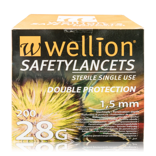 Wellion 28G - Lancettes de sécurité stériles à usage unique
