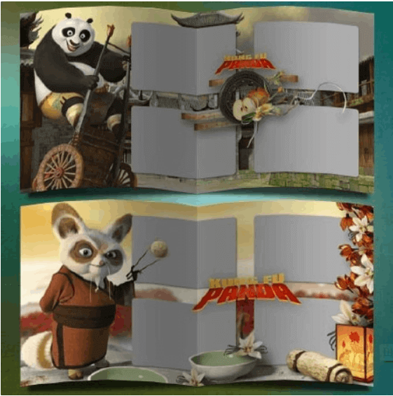 Шаблон Фотошоп фотокниги для детей - воин дракона, панда