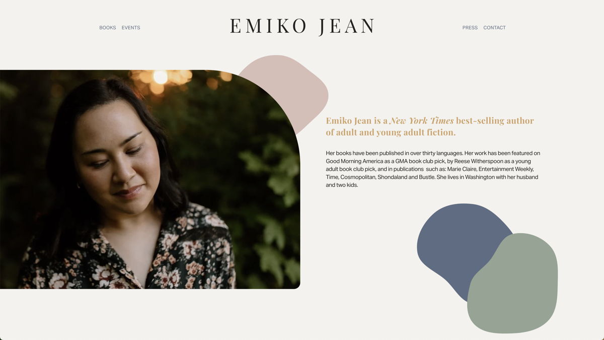 Screenshot of Emiko Jean, from the author websites collection.