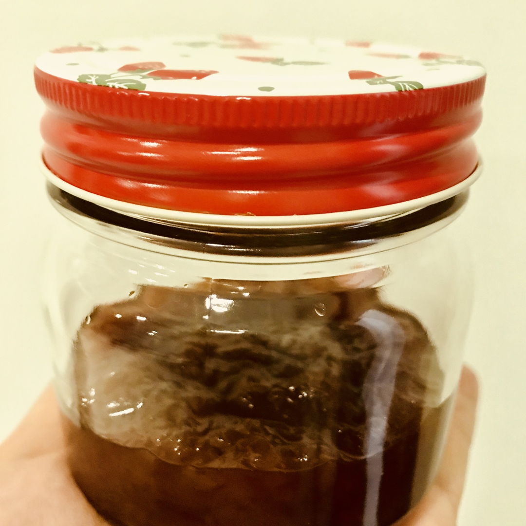 Cooked rose jam with petals harvested from own garden. The steps are easy but laborious. First remove the white part of the petals (else it’s bitter), then cook in water and sugar until macerated (petals become translucent).  Then add lemon juice to taste and cook until juice reduced. Stir often to prevent stickiness to pot when caramelising starts